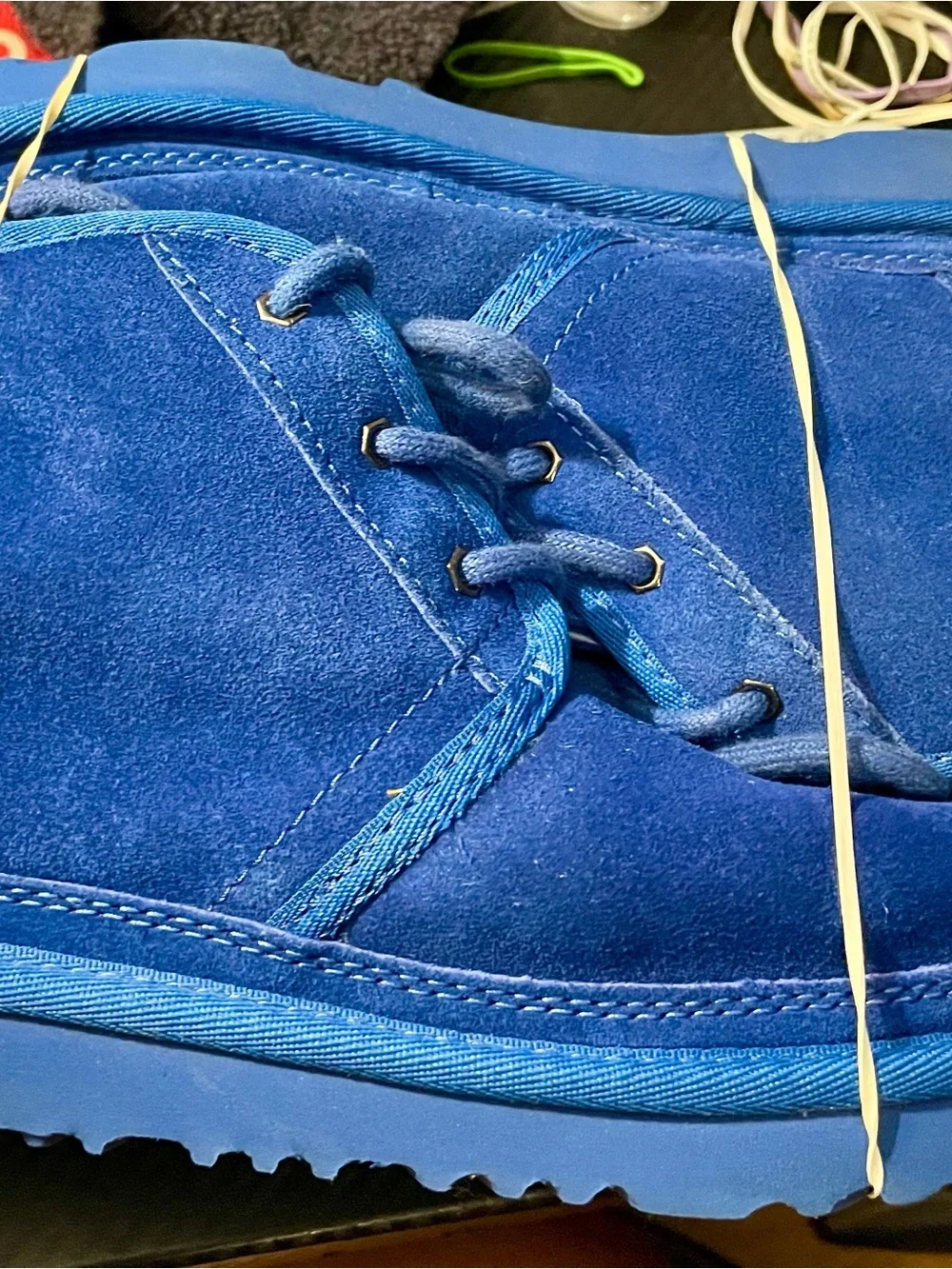 UGG Men’s Royal Blue Suede Lace-Up Ankle Boots Size 6 Excellent Condition